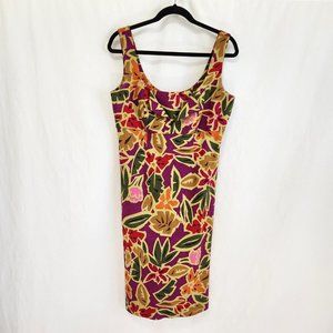 Vintage TALBOTS Fairy Cottagecore Tropical Multicolor Babydoll Dress Size 10.